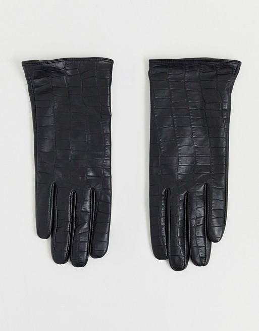 Barney's Originals real leather gloves in mock croc