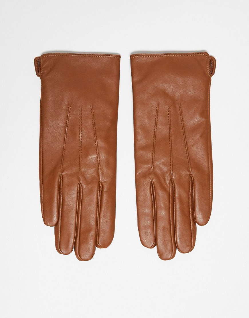 Barneys Originals real leather gloves in tan-Brown