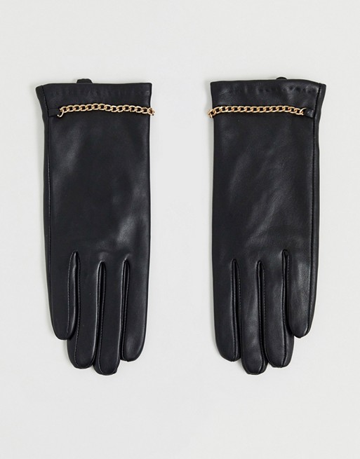 Barney's Originals real leather gloves with chain detailing