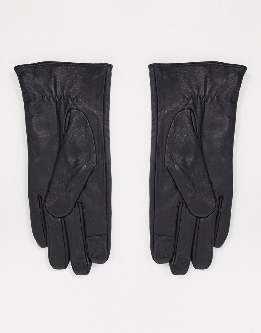 Barney's Originals real leather gloves with stud detail in black