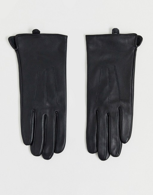 Barney's Originals real leather gloves with touch screen compatibility in black