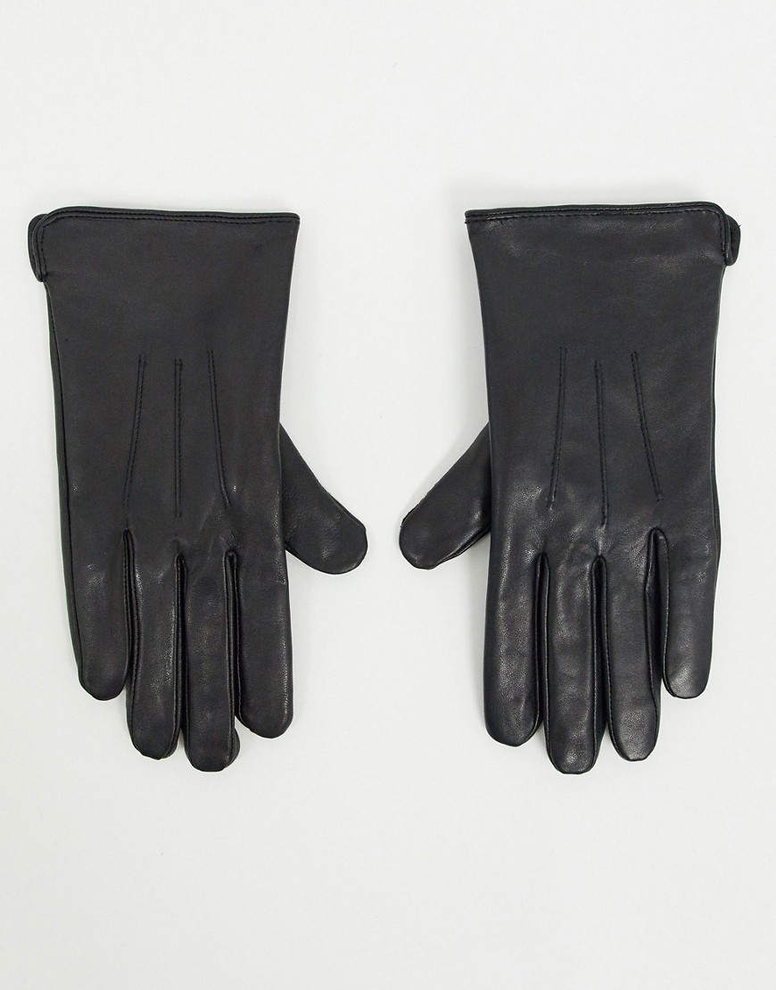 Barney's Originals real leather gloves with touch screen compatibility in black