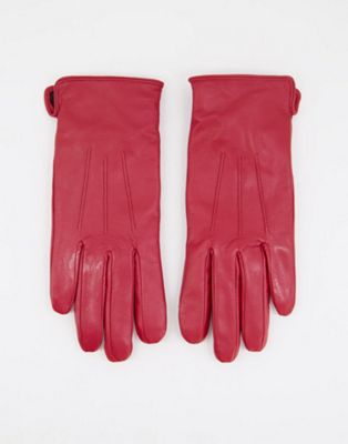 Barney's Originals real leather gloves with touch screen compatibility in red