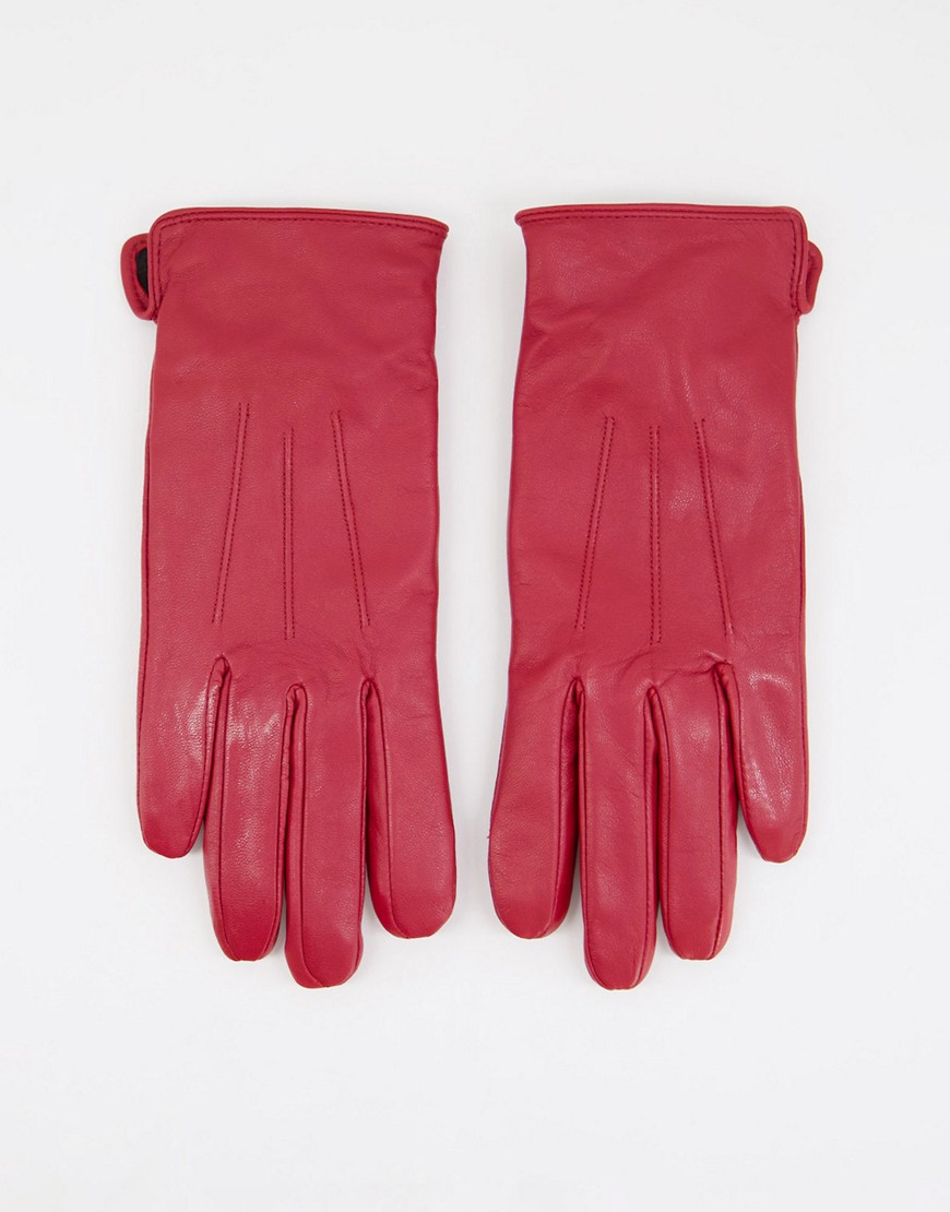 Barneys Originals Barney's Originals real leather gloves with touch screen compatibility in red