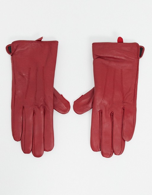 Barney's Originals real leather gloves with touch screen compatibility in red