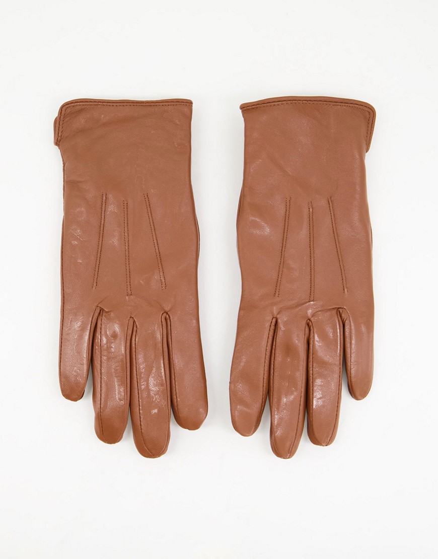Barneys Originals Barney's Originals real leather gloves with touch screen compatibility in tan-Brown