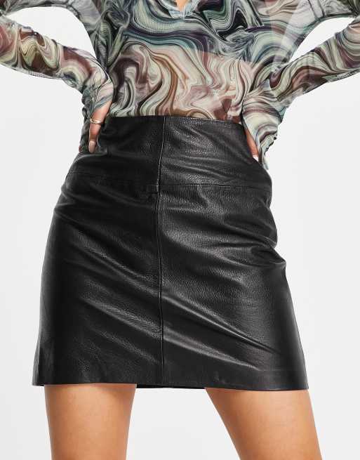 Barney's Originals real leather mini skirt | ASOS