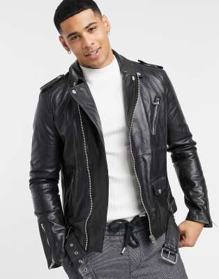 Barneys Originals Barney's Originals Real Leather Oversized Biker ...