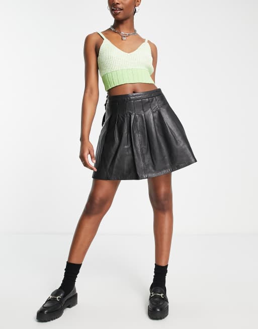 Leather sales tennis skirt