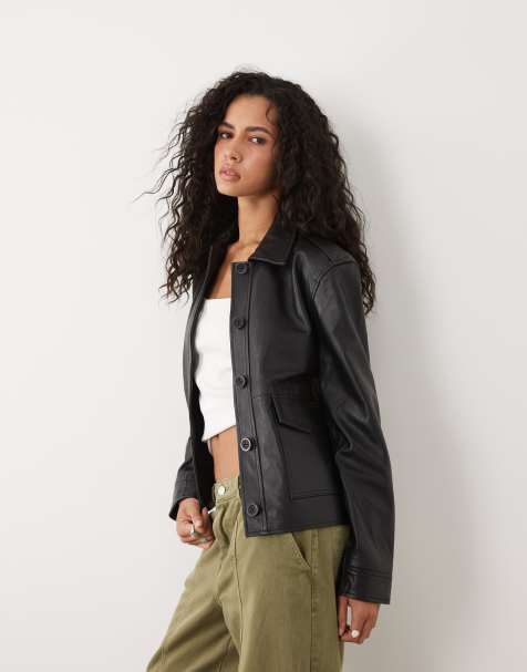 Barneys Originals Real leather utility jacket in black - view 1