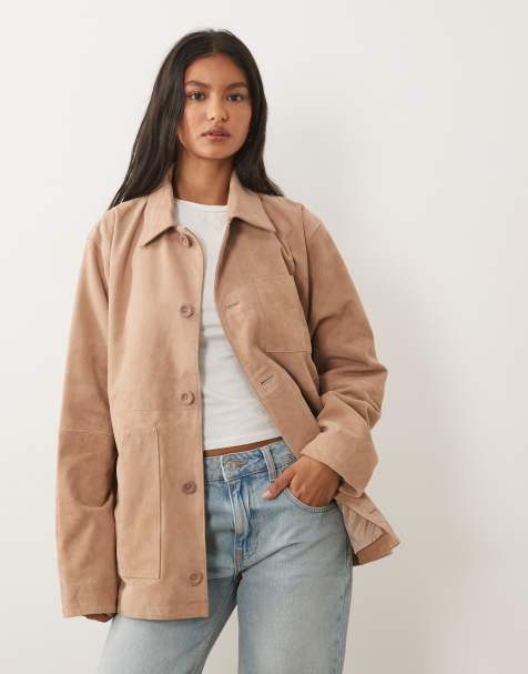 Barneys Originals Real suede chore jacket in sand - view 1