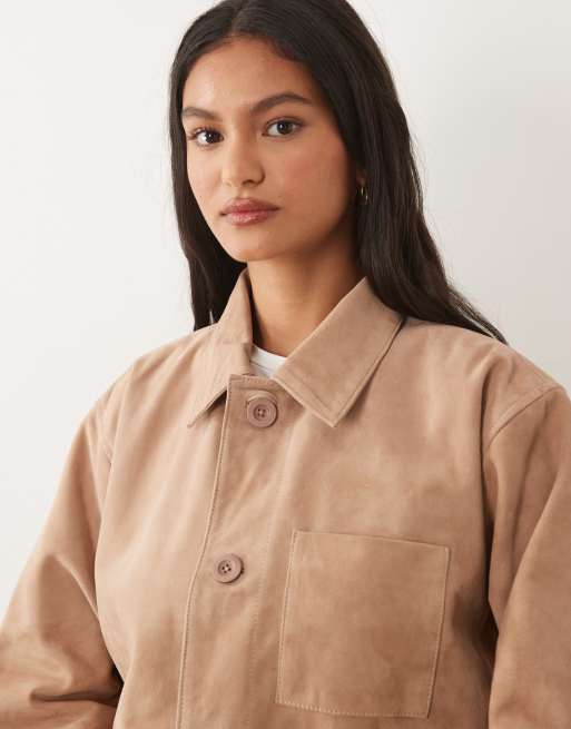 Barneys Originals Real suede chore jacket in sand, 2 of 4