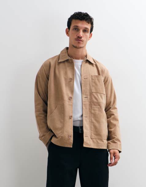 Barneys Originals Real suede chore jacket in sand - view 1