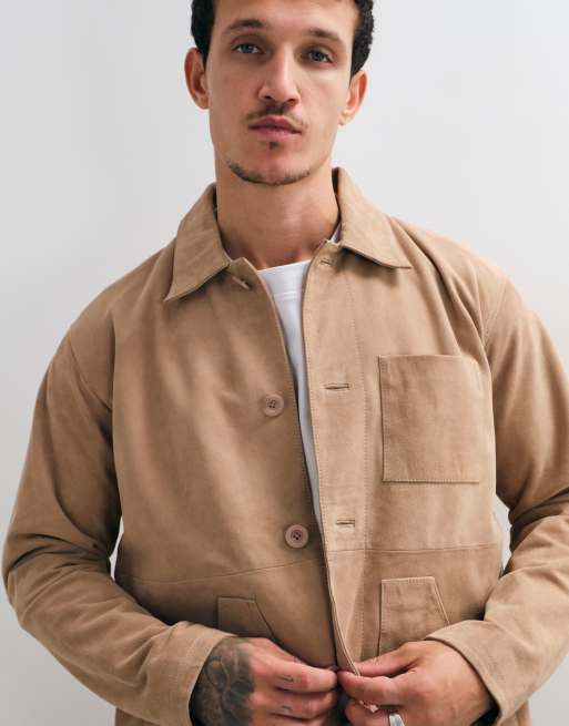 Barneys Originals Real suede chore jacket in sand, 3 of 5