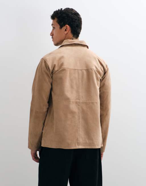 Barneys Originals Real suede chore jacket in sand, 5 of 5
