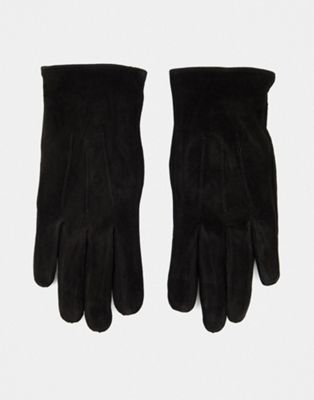 Barney's Originals real suede gloves in black