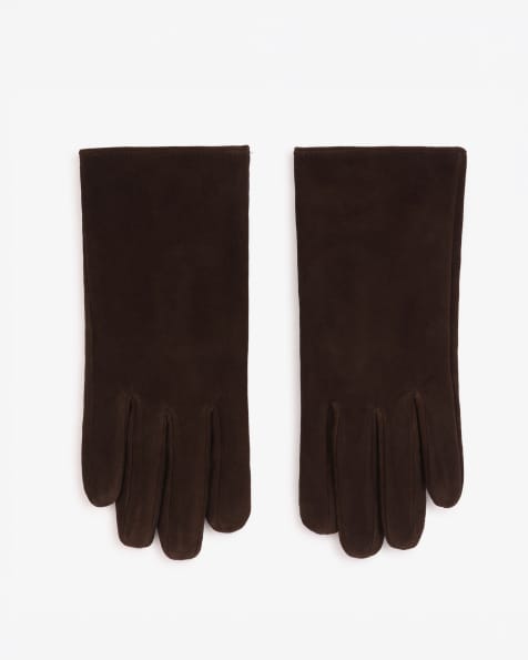 Barneys Originals Real suede gloves in chocolate - view 1