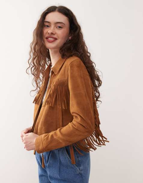 Barneys originals real suede harrington in tan - view 1