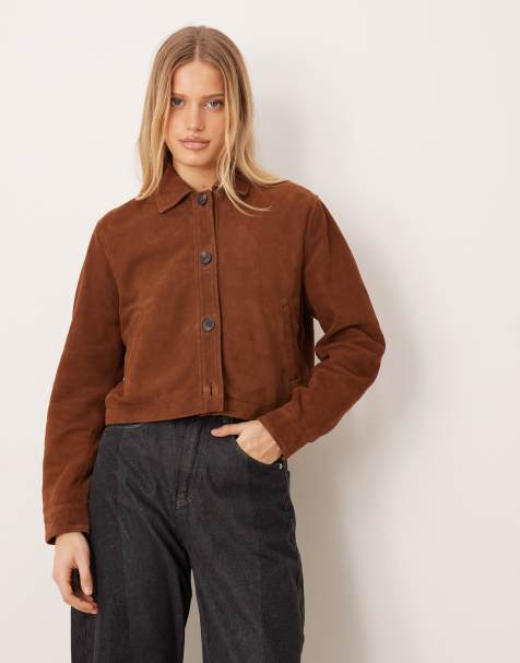 Barneys Originals Real suede harrington in tan - view 1