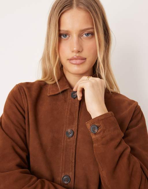 Barneys Originals Real suede harrington in tan, 3 of 4