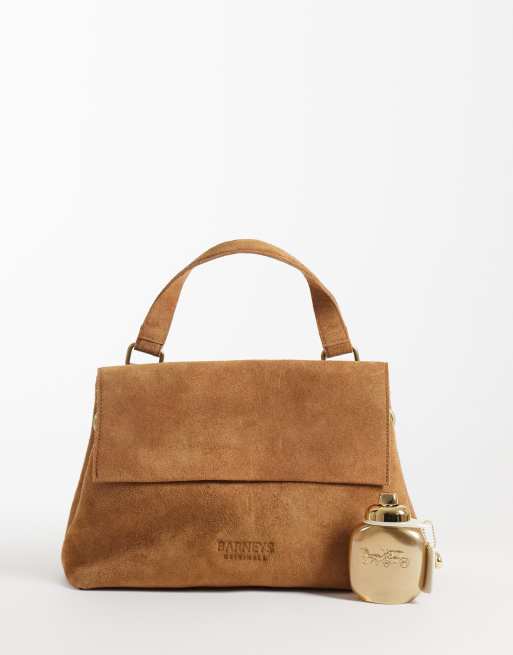 Barneys Originals Real suede shoulder bag in tan, 2 of 4