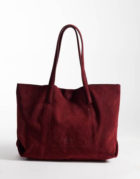 Barneys Originals Real suede tote bag in burgundy - view 1