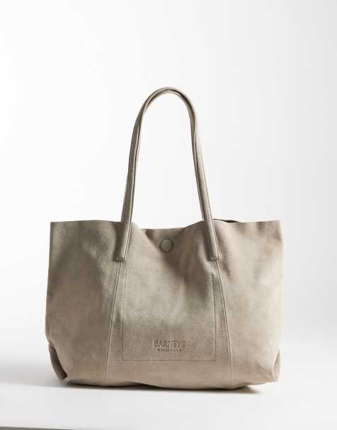 Barneys Originals Real suede tote bag in stone - view 1