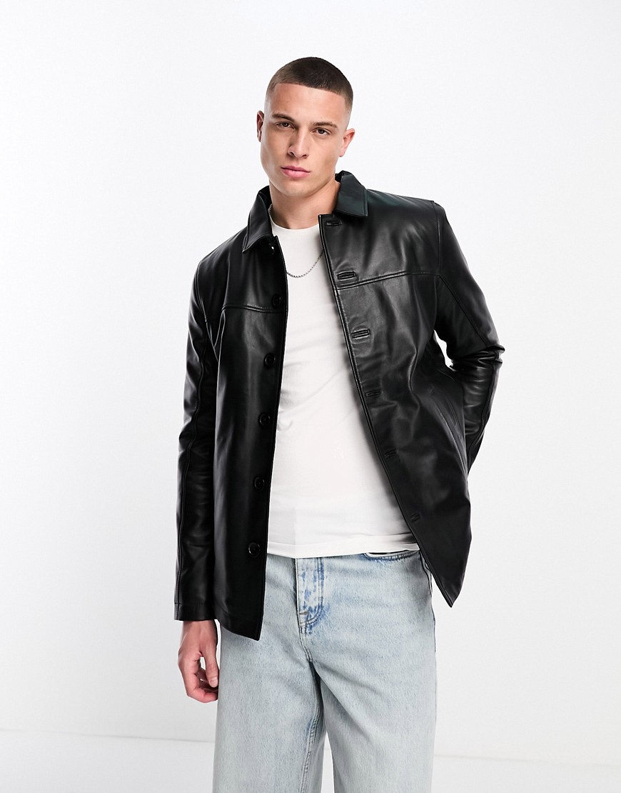 Barneys Originals Ross real leather jacket in black