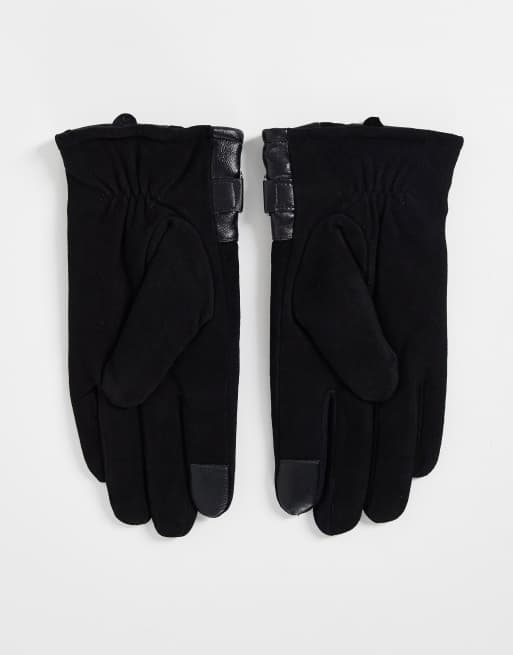 Barneys Originals - Sorte handsker i læder med slidser og touchscreen-funktion