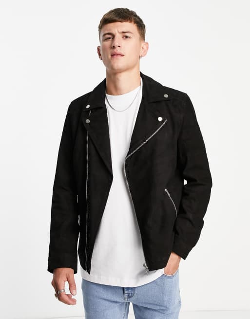 Barneys Originals suede biker jacket in black