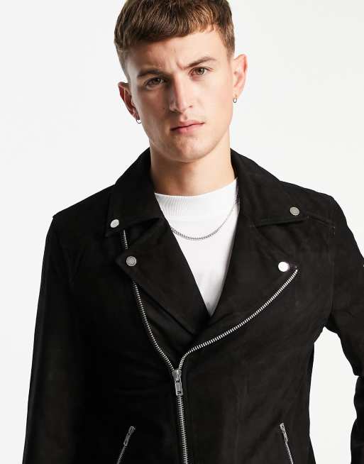 Black shop suede biker