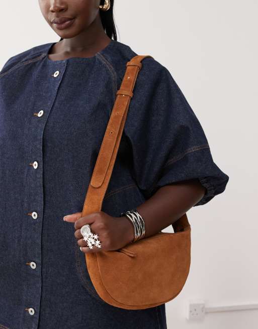 Barneys originals suede cross body bag in tan