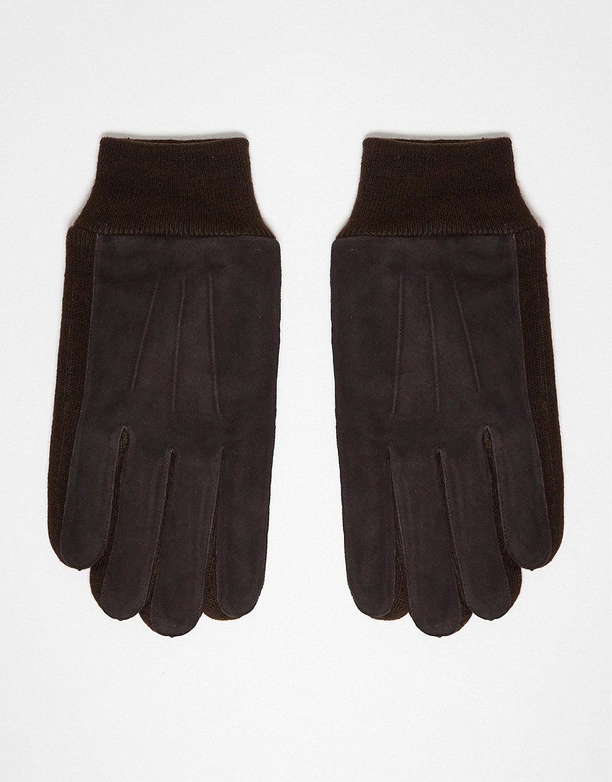 Barneys Originals suede gloves in brown
