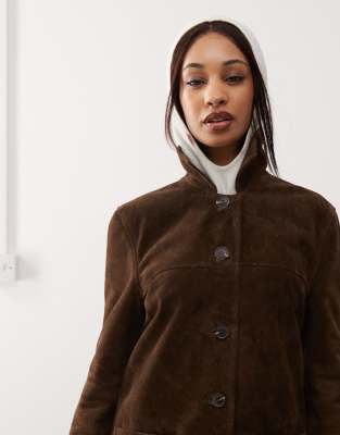 Barneys originals suede jacket in dark brown
