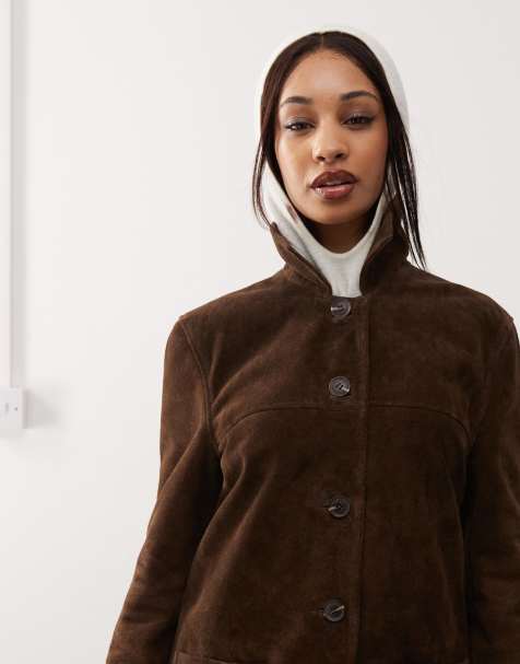 Barneys originals suede jacket in dark brown