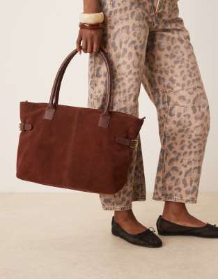 Barneys originals suede shoulder bag in chocolate-Brown