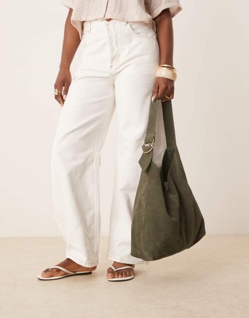 Barneys originals suede shoulder bag in khaki