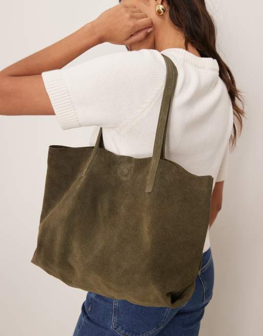 Barneys originals suede tote bag in green