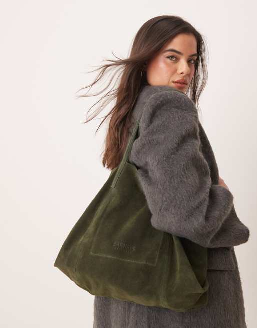 Barneys originals suede tote bag in green