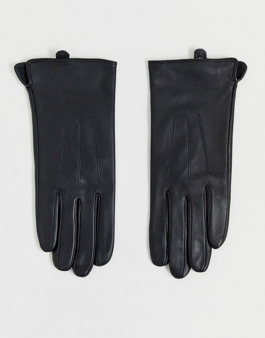 Barney's Originals – Svarta handskar av äkta läder, fungerar med pekskärmar