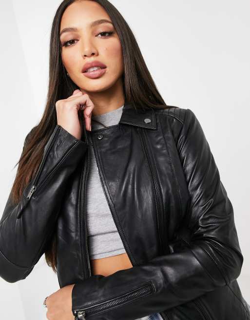 Asos barney's leather jacket online