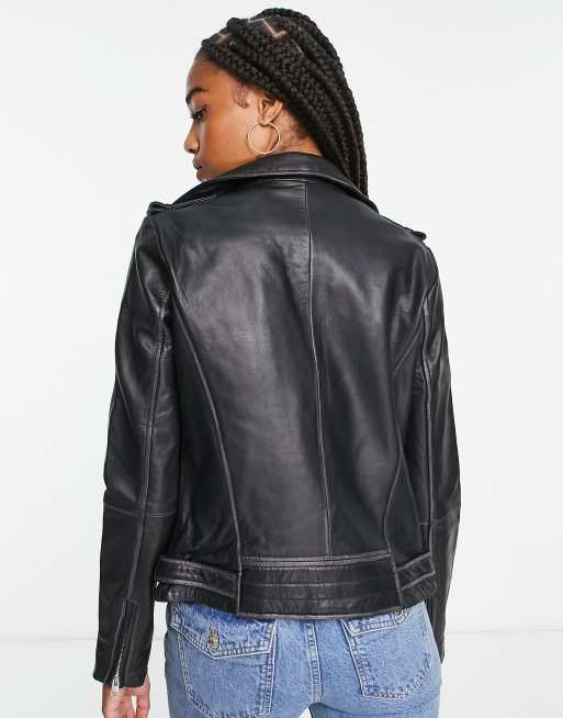 Barney's Originals Tall Beppe leather jacket with ribbed detail