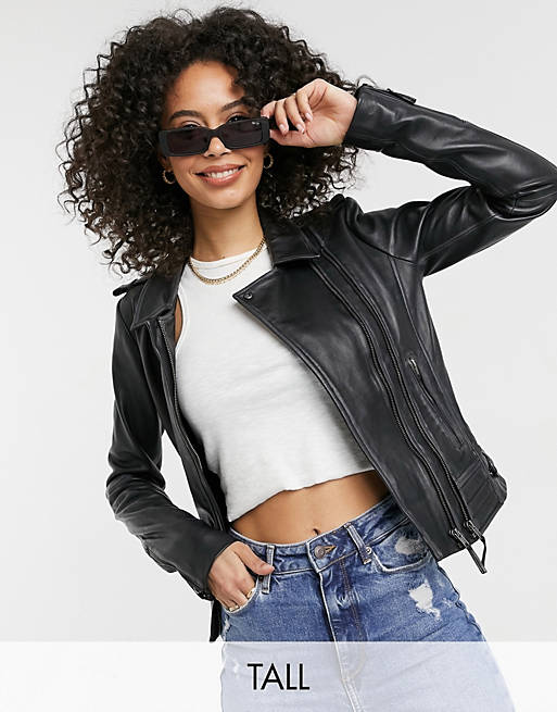 Barney's Originals Tall Beppe leather jacket with ribbed detail