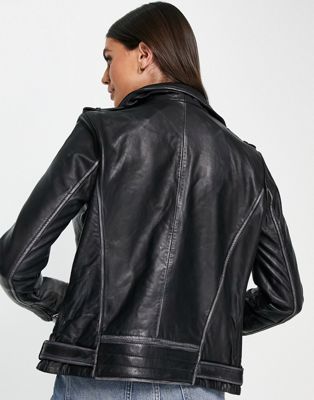 Barney's Originals Beppe leather jacket with ribbed detail