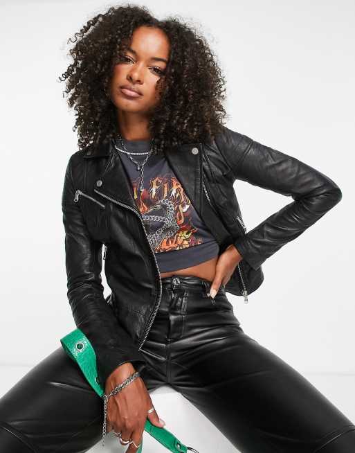 Asos barneys original outlet leather biker jacket