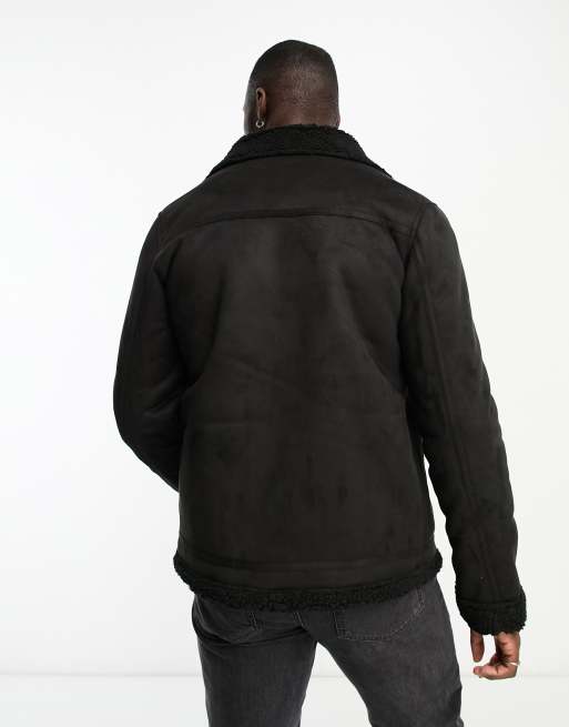 Fully Borg Lined Black Denim Jacket