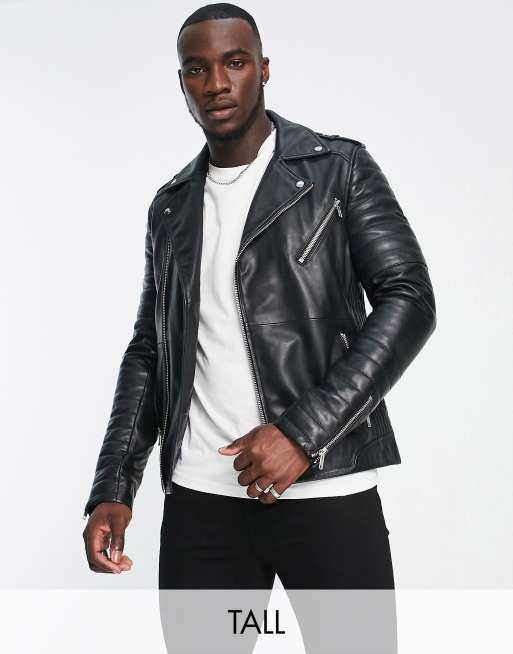 Barneys originals black hot sale leather biker jacket