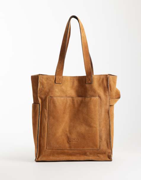 Barneys Originals Tan real suede utility tote bag in tan - view 1