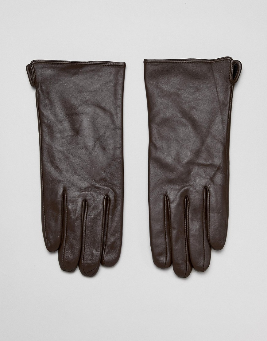 Barney's Originals touch screen compatible-handsker i ægte læder-Brun