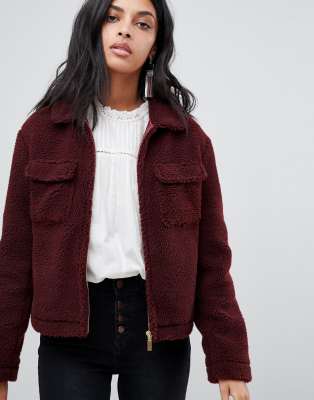 teddy faux fur trucker jacket